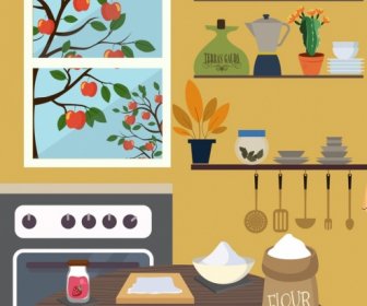 Pasty Work Background Kitchenware Icons Decor
