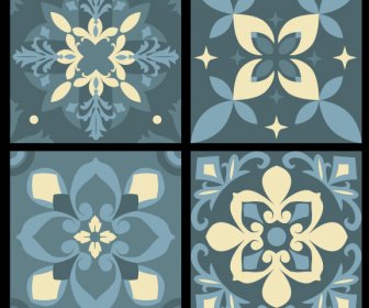 Pattern Design Elemente Klassischer Blütenblätter Skizzieren Flach Symmetrisch
