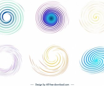 Skizzieren Sie Muster Design Elemente Farbigen Spirale Kurven