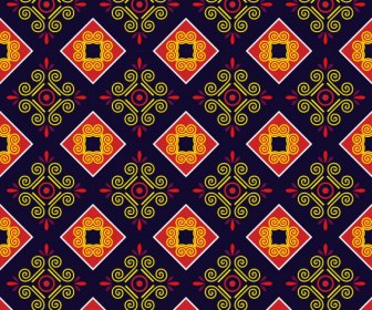 Muster Vorlage Mehrfarbige Flach Wiederholen Symmetrisches Eleganten Dekor
