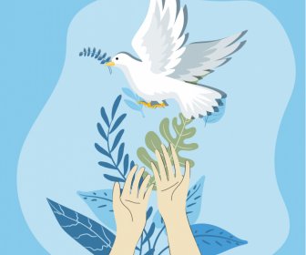 Peace Backdrop Template Classical  Hands Pigeon Leaves Sketch