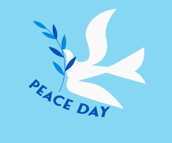 peace day poster template dove silhouette leaves sketch