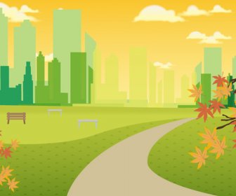 Peaceful Cityscape Vector Illustration With Colorful Design