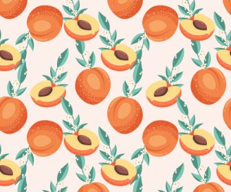 Peach Fruits Pattern Bright Colored Classical Design