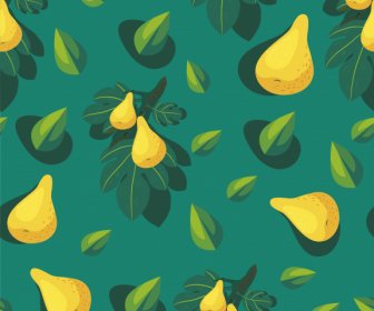Pear Fruit Background Colored Classical Flat Design