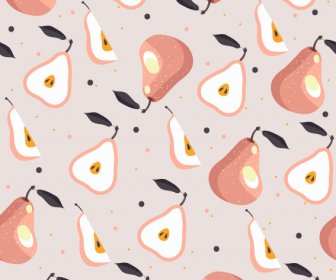 Pear Fruit Pattern Classical Flat Repeating Sketch