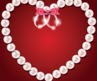 珍珠心臟和結婚戒指向量
