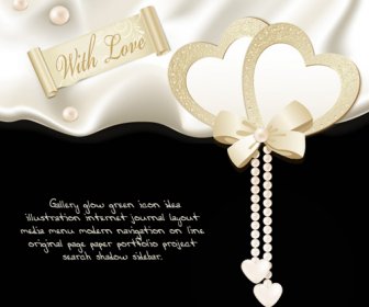 Pearl Jewelry With Heart Ornate Card Vector