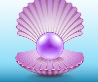 Pearl Shell Icon Bright Shiny Violet Design