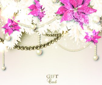 Pearls With Flowers Holiday Background Vector