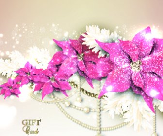 Pearls With Flowers Holiday Background Vector