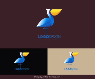 Pelican Logo Template Warna-warni Desain Datar