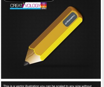 Pensil Latar Belakang Iklan 3D Kuning Closeup Dekorasi