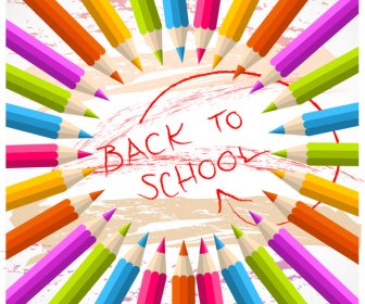 Pensil Kembali Ke Latar Belakang Sekolah