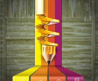 Pencil Stair Infographic Template