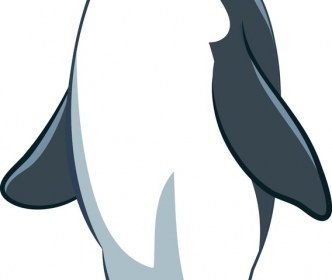 Penguin Icon Cute Colored Cartoon Character Sketch