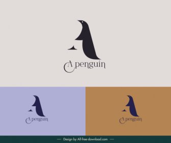 Modello Logo Pinguino Semplice Schizzo Piatto