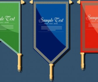 Pennant Flag Templates Various Colored Flat Shapes Isolation