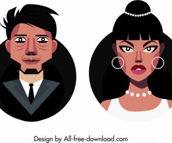People Avatar Templates Man Woman Icons Cartoon Characters