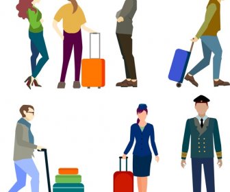 люди в иконы аэропорт различных типов в цветах