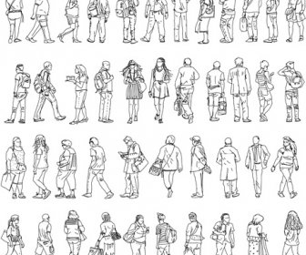 People Outline Silhouettes Vector