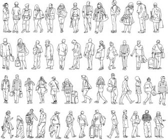 People Outline Silhouettes Vector