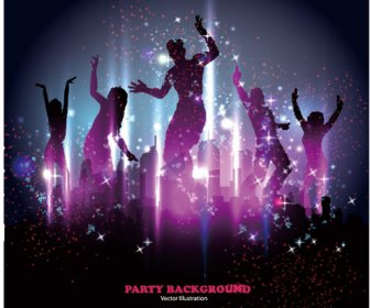 People Silhouettes And Party Backgrounds Vector