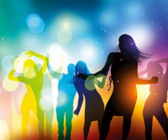People Silhouettes And Party Backgrounds Vector