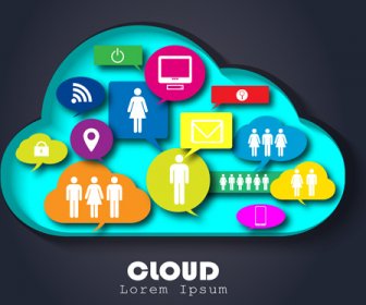 People Social Networks Clouds Vector