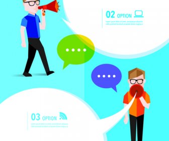 People With Speech Bubbles Business Template Vector