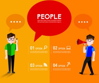 People With Speech Bubbles Business Template Vector