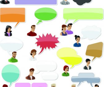 People With Speech Bubbles Design Elements