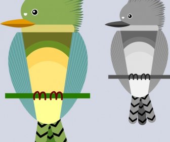 Perching Bird Icon Sketch Flat Design
