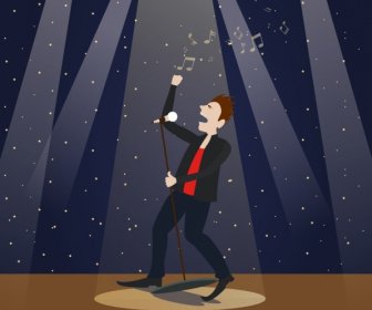 Performing Male Singer Icon Modern Spotlight Stage Background