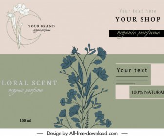 Template Label Parfum Dekorasi Bunga Klasik Yang Elegan