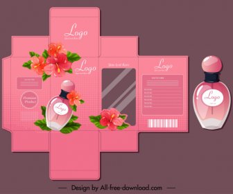 香水パッケージテンプレート花の装飾エレガントなピンク