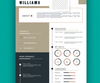 личный CV шаблон современного дизайна контрастного декора