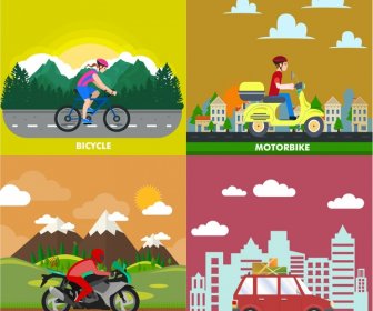 Personal Transportation Concept Vector In Flat Colors Style