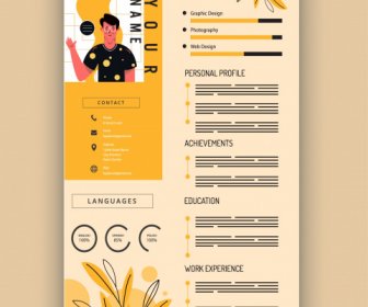 Personnel Resume Template Bright Decor Leaves Sketch