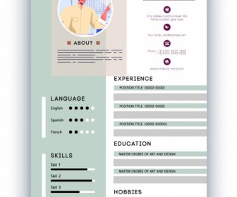 Personnel Resume Template Cartoon Character Sketch Bright Decor