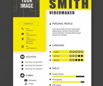 Personnel Resume Template Colored Flat Modern Decor