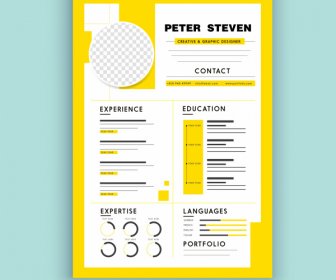 人事履歴書テンプレートエレガントな明るい黄色の白いデザイン
