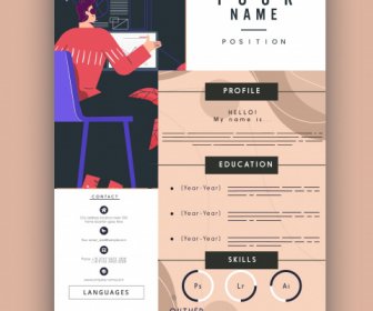 Personnel Resume Template Working Man Icon Contemporary Decor