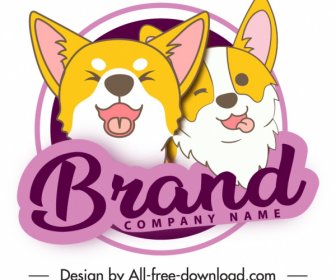 寵物產品標籤範本可愛搞笑小狗素描。