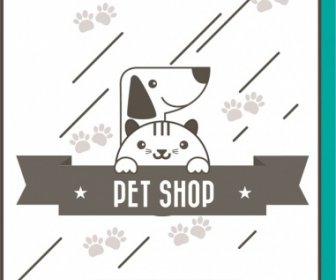 ペット ショップのプロモーション ポスター犬猫の足跡の装飾