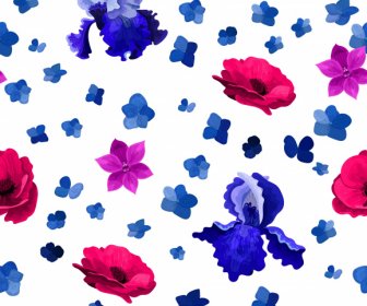 花瓣背景五颜六色的浮动素描