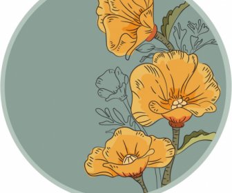 Blütenblätter Label Vorlage Handgezeichnete Klassische Umriss