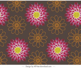 Petals Pattern Blooming Sketch Repeating Design