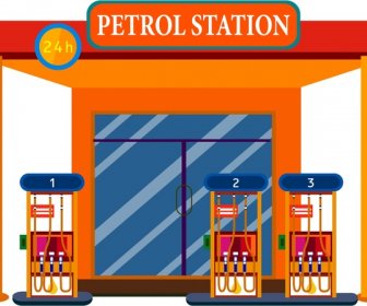 Stacja Benzynowa Design Przodu W Orange