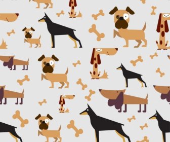 Haustiere Hintergrund Hunde Knochen Symbole Dekoration Stil Zu Wiederholen